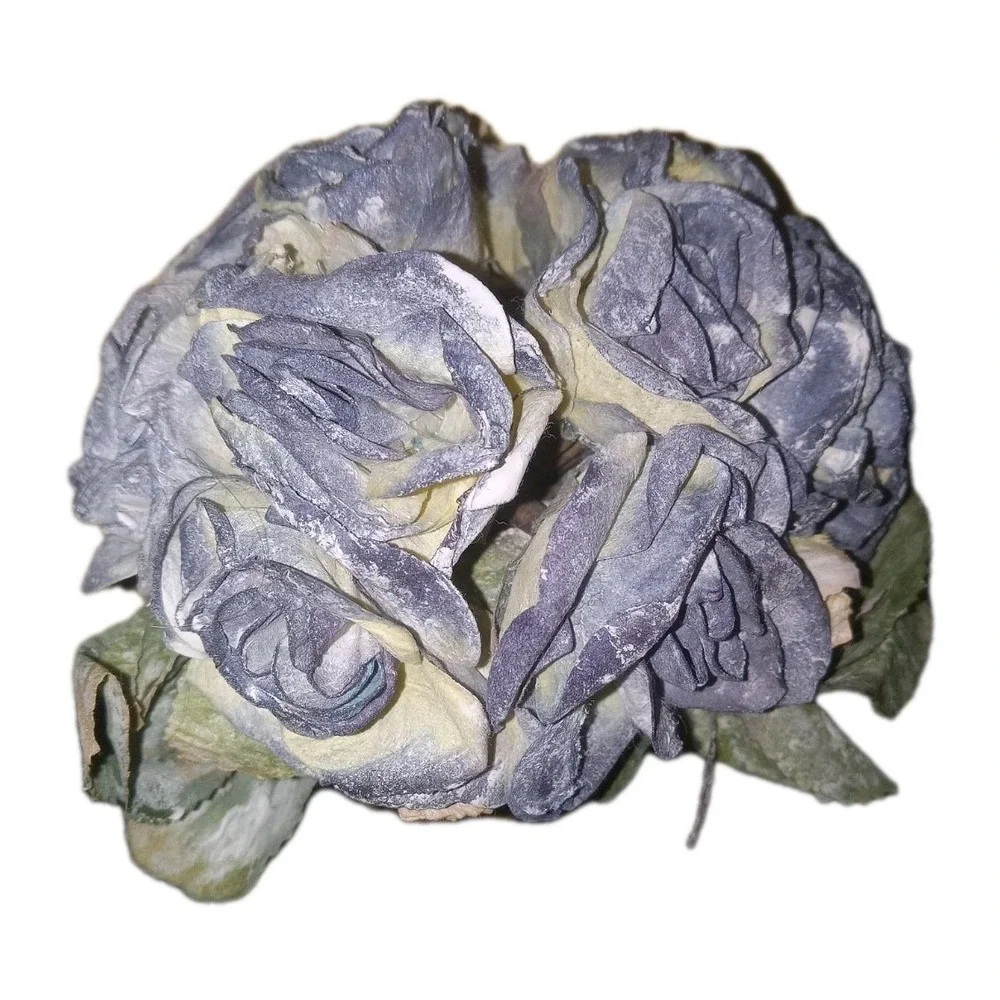 2‎ Artificial Vintage Dusty Blue Roses Wedding Bouquet Bridesmaid Home Decor